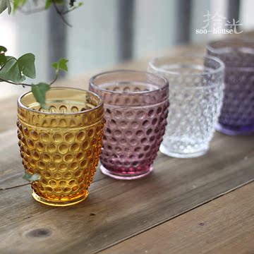 《多彩的梦》欧式复古浮雕玻璃系列 铆钉玻璃杯 凉水杯 果汁杯