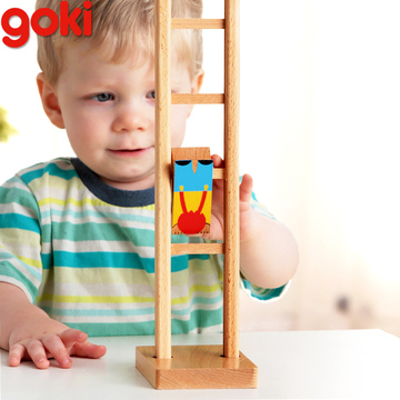 德国goki 桌面玩具 小丑滚楼梯游戏 逗宝宝乐 儿童木质 实木制