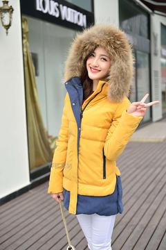 2014新款冬装大毛领加厚羽绒服女中长款修身外套反季潮