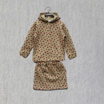 【天天特价】女童秋装童装拉绒长袖卫衣带帽短裙套2件套装2到8岁