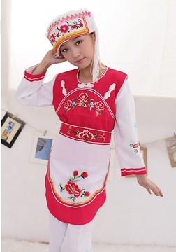 云南大理白族舞蹈服装演出服女童装民族舞台装少儿六一儿童表演服