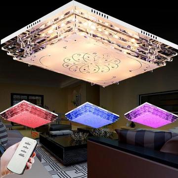 特价客厅灯 长方形大气水晶吸顶灯现代简约卧室摇控平板低压彩灯
