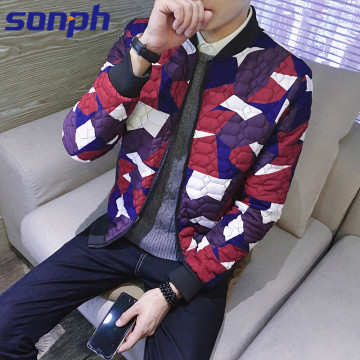 男士外套青年韩版潮流修身棒球服秋季厚款立领开衫加肥加大码上衣