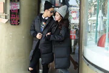 2015冬季情侣装韩版大码棉衣女长款棉大衣羽绒棉服外套匹诺曹同款