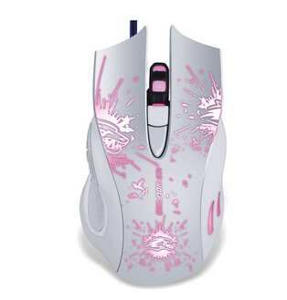 粉色背光鼠标 笔记本发光个性CF LOL有限电脑USB有线电竞游戏鼠标