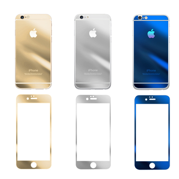 新iphone6Plus/5S/4/4S彩色钢化膜电镀金属 镜面苹果手机彩膜包邮