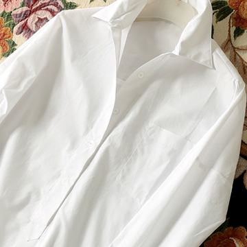 15早春特价 百搭 超有腔调 宽松极简高品质纯棉长款白衬衫