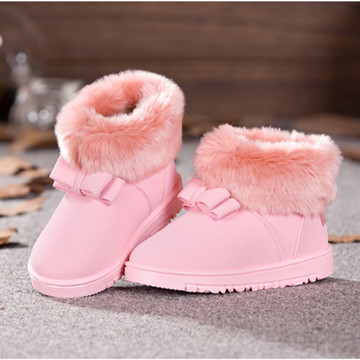 儿童雪地靴女短靴2015冬新款加厚加绒保暖中大童鞋子韩版甜美棉靴