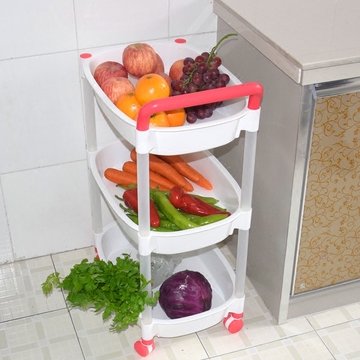 塑料厨房蔬菜收纳架菜篮卫生间韩式多层储物架带轮收纳盒置物架窄