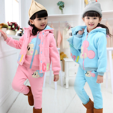 童装女童冬装2016新款潮韩版品牌三件套中小童加厚加绒卫衣套装