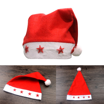 五角星闪光圣诞成人帽 圣诞老人帽 圣诞帽 圣诞节装饰 发光圣诞帽