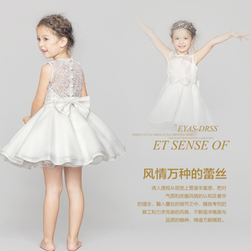 韩国代购儿童礼服公主裙女童蓬蓬裙花童连衣裙白色婚纱演出服夏款