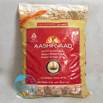 INDIAN FOOD印度食品AASHIRVAAD WHOLE WHEAT FLOUR ATTA全麦面粉