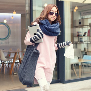 韩版秋冬新款女装套头中长款长袖大码加绒加厚卫衣宽松外套女上衣