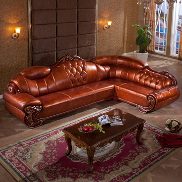 爵士家具 L型转角沙发 头层真厚皮欧式客厅套装组合特价 CY03