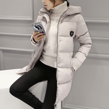 2015冬季新款连帽加厚中长款棉衣女韩版直筒显瘦保暖棉袄时尚棉服