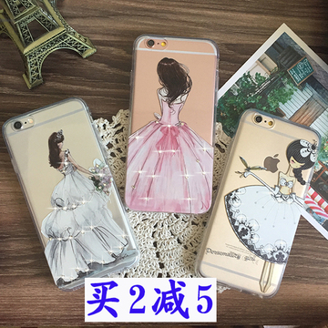 iphone6s 手机壳 硅胶水钻 6plus保护壳 苹果6p全包软壳日韩 卡通