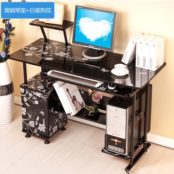 亿家达台式电脑桌简约现代家用书桌办公桌组装小桌写字台钢化玻璃
