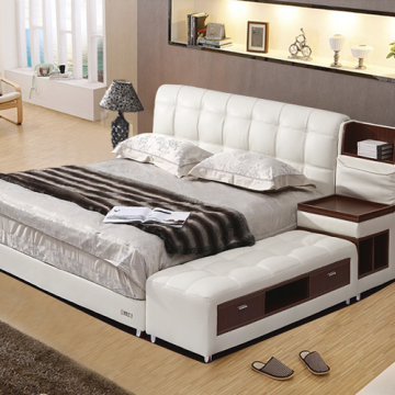 渔歌子皮床现代简约软床婚床1.5 1.8米双人床储物床榻榻米可定制