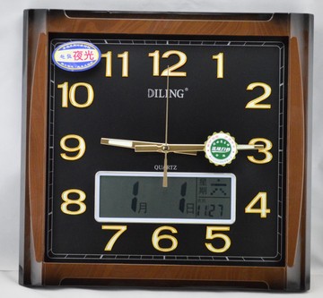 迪翎18寸表挂钟静音夜光扫描LCD万年历显示现代欧式客厅卧室钟表