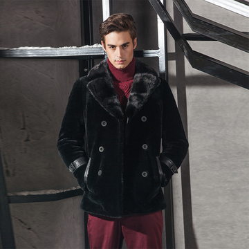 2015新款男式羊皮毛一体男保暖外套羊剪绒裘皮皮衣上衣男装