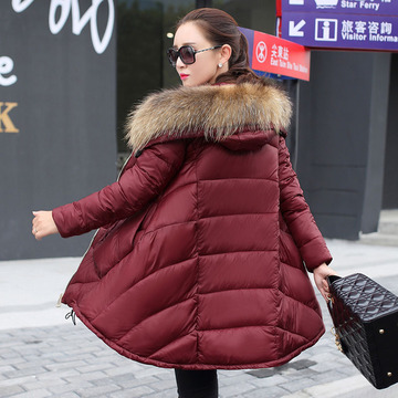 2015冬季新款韩版时尚奢华大毛领斗篷羽绒棉服女装中长款外套棉衣