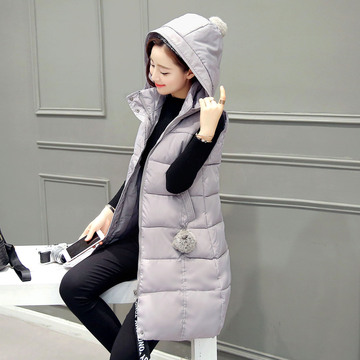 2016冬女装棉衣新款韩版中长款显瘦立领学生装无袖马甲棉袄新品