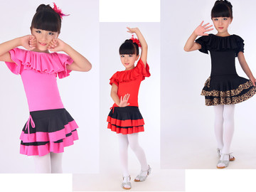 新款儿童拉丁舞蹈服装短袖拉丁练功套装长袖分体考级舞蹈裙女夏季