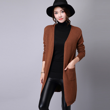 韩版女式中长款薄开衫针织衫2015秋季新品女装学生毛衣外套秋装