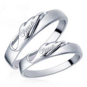 厂家直销 925纯银戒指 天使之翼情侣对戒 男女情侣开口戒指活动