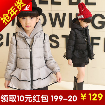 2015新款潮12岁女童冬装棉衣套装10儿童女孩加厚打底衣马甲两件套