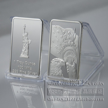 美国自由女神火炬手镀银块纪念币银条银币外币精美纪念章收藏硬币