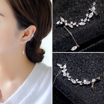 韩国东大门时尚明星同款S925银耳钉锆石耳骨夹单耳