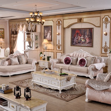 欧式布艺沙发可拆洗全 实木雕花新古典123组合大户型客厅家具包邮