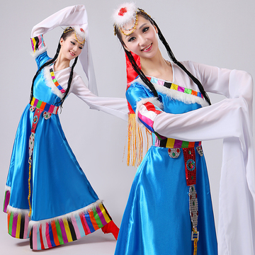 新款藏族舞蹈演出服装女 蒙古舞蹈服装少数民族表演服装 藏族水袖