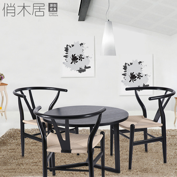 实木茶桌椅组合简约现代小户型欧式茶几客厅德国榉木圆形茶几桌