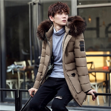 2016新款冬装外套 韩版男装中长款羽绒服男士中长款加厚