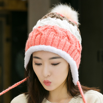 针织帽冬季加绒护耳帽子女士韩版潮保暖女帽可爱逛街情侣毛线帽