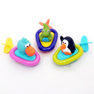 可爱动物小船 宝宝洗澡玩具 拉绳发条 婴幼儿戏水/儿童玩水 玩具