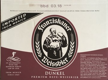 德国教士黑啤酒 500ml*20 Franziskaner Hefeweissbier Dunkel