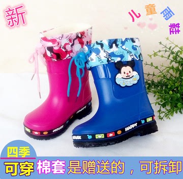 新款韩版儿童雨鞋男童女童卡通学生幼儿防滑水鞋雨靴秋冬胶鞋加绒