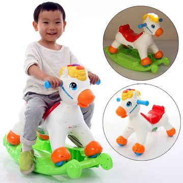 儿童摇马摇摇马小木马宝宝婴儿滑行车摇晃两用玩具摇椅带音乐塑料