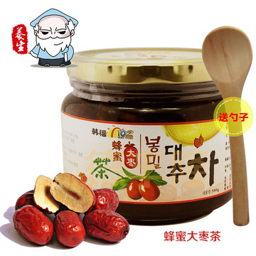 韩国原装进口蜂蜜大枣茶580g 果肉冲饮补气血养生必备下午红枣茶
