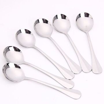 【天天特价】韩式不锈钢大圆勺6支装长柄加厚勺子 调羹 大勺子