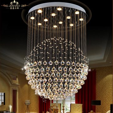 水晶吊灯餐厅灯圆形客厅吊灯卧室创意个性简约现代复式楼梯饭厅灯