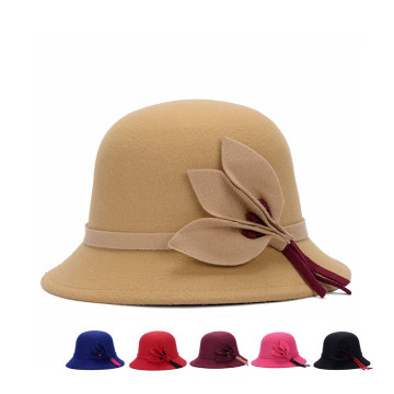 秋季帽子女冬天出游休闲百搭小礼帽英伦气质优雅毛呢帽中年小盆帽