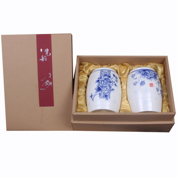 博古陶瓷 茶叶罐陶瓷 青花瓷罐礼盒包装 密封陶瓷罐 散装茶罐批发