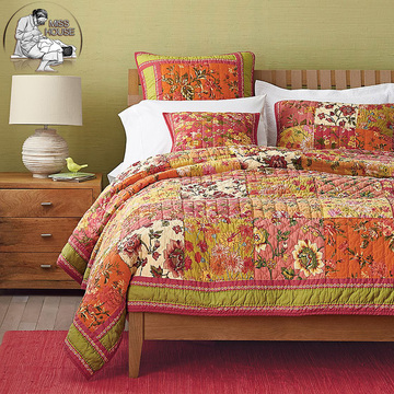 出口美国美式乡村绗缝被纯棉床盖三件套空调被四季适用套件床品