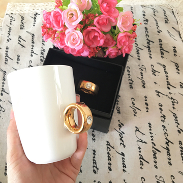 包邮骨瓷咖啡陶瓷大容量简约七夕礼品创意个性戒指情侣水杯马克杯