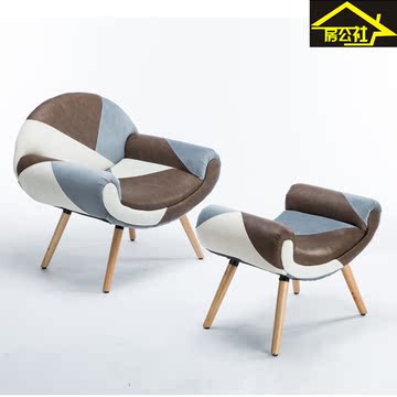 现代简约宜家懒人休闲沙发创意单人沙发组合小户型皮艺时尚沙发椅